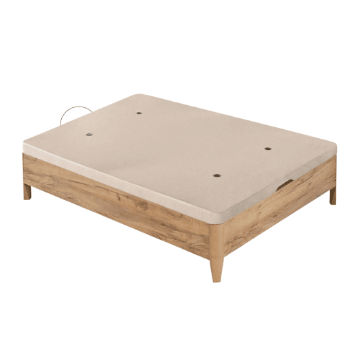 Sofá-cama de quarto Cope 90x190 cm, Carvalho Amazonas, tampa reforçada anti-curvatura, abertura manual de botija de gás, pés em faia de 11 cm