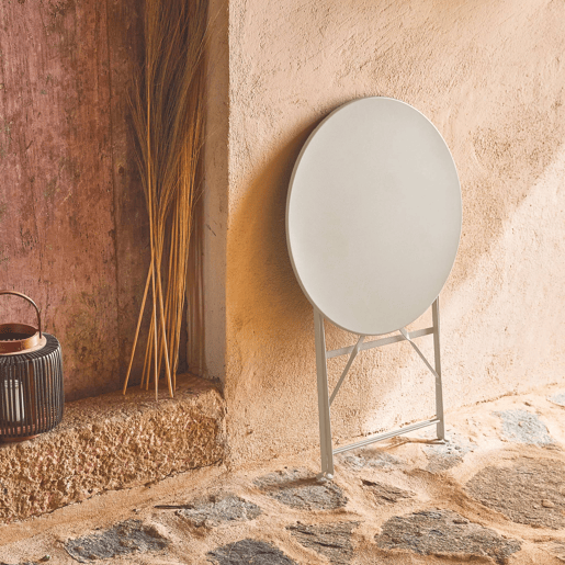 Mesa de jardim bistrô dobrável em metal 60cm, 2 lugares, Emilia, Beige, 60x60x71 cm