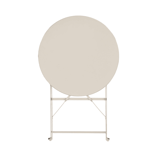 Mesa de jardim bistrô dobrável em metal 60cm, 2 lugares, Emilia, Beige, 60x60x71 cm