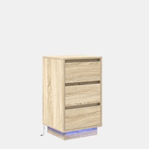 Mesa De Cabeceira - Mesinha De Cabeceira com luzes LED 38x34x65 cm carvalho sonoma