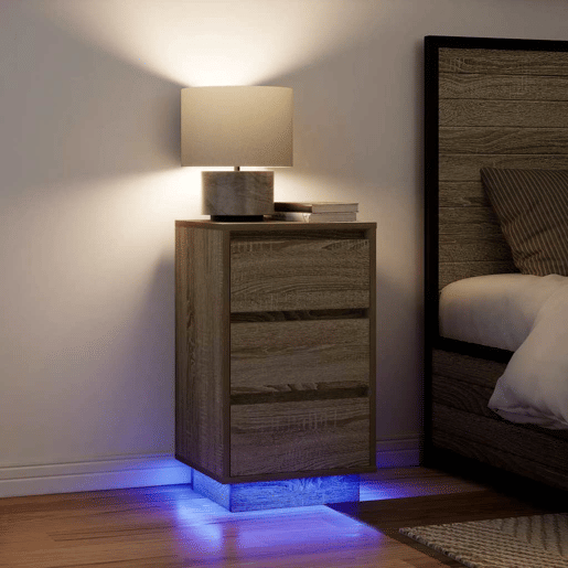 Mesa De Cabeceira - Mesinha De Cabeceira com luzes LED 38x34x65 cm carvalho sonoma
