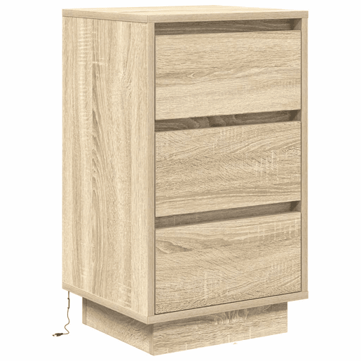 Mesa De Cabeceira - Mesinha De Cabeceira com luzes LED 38x34x65 cm carvalho sonoma