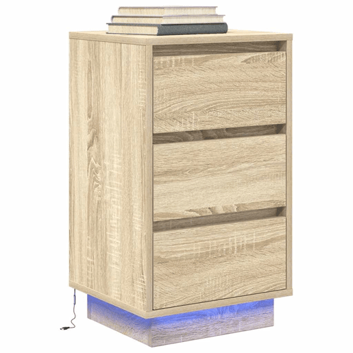 Mesa De Cabeceira - Mesinha De Cabeceira com luzes LED 38x34x65 cm carvalho sonoma