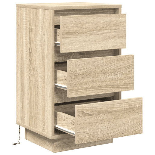 Mesa De Cabeceira - Mesinha De Cabeceira com luzes LED 38x34x65 cm carvalho sonoma