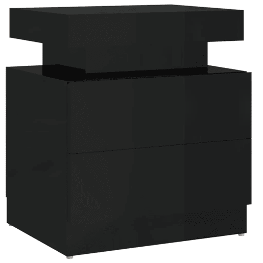 Mesa De Cabeceira - Mesinha De Cabeceira 40x35x65 cm derivados madeira preto brilhante