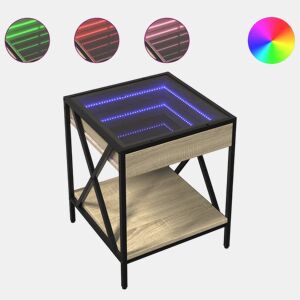 Mesa De Cabeceira - Mesinha De Cabeceira c LED Infinity 40x40x49 cm carvalho sonoma