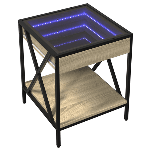 Mesa De Cabeceira - Mesinha De Cabeceira c LED Infinity 40x40x49 cm carvalho sonoma