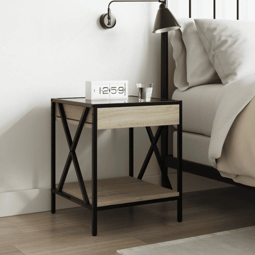 Mesa De Cabeceira - Mesinha De Cabeceira c LED Infinity 40x40x49 cm carvalho sonoma