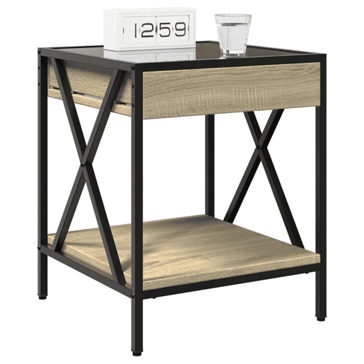 Mesa De Cabeceira - Mesinha De Cabeceira c LED Infinity 40x40x49 cm carvalho sonoma
