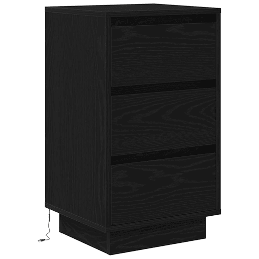Mesa De Cabeceira - Mesinha De Cabeceira com luzes LED 38x34x65 cm preto