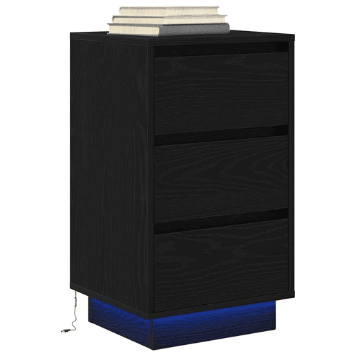 Mesa De Cabeceira - Mesinha De Cabeceira com luzes LED 38x34x65 cm preto