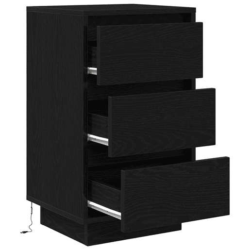 Mesa De Cabeceira - Mesinha De Cabeceira com luzes LED 38x34x65 cm preto