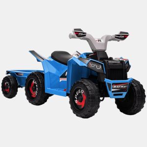 HOMCOM Quadriciclo Elétrico para Crianças com Reboque a Bateria 6V Carro Elétrico para Crianças de 18-36 Meses com Velocidade 2,5 kmh Carga Máxima 106x41,5x48,5 cm Azul