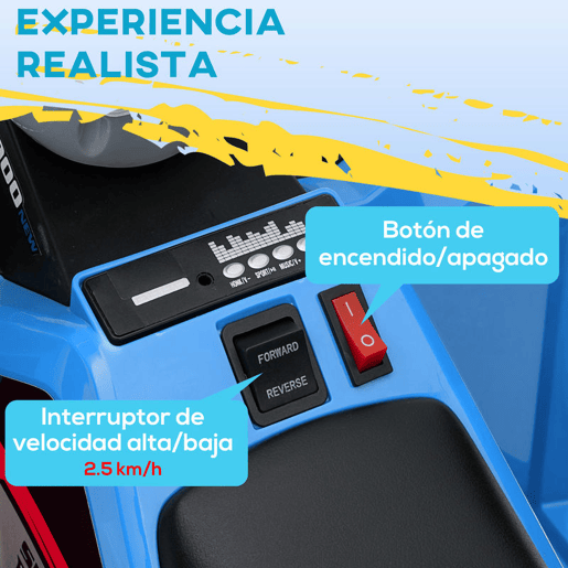 HOMCOM Quadriciclo Elétrico para Crianças com Reboque a Bateria 6V Carro Elétrico para Crianças de 18-36 Meses com Velocidade 2,5 kmh Carga Máxima 106x41,5x48,5 cm Azul