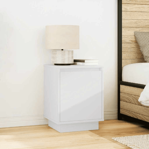 Lote de 2 Mesas De Cabeceira Mesinhas De Cabeceira - c luzes LED 38x34x50 cm branco