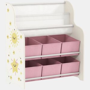 AIYAPLAY Estante Infantil para Brinquedos com 6 Caixas de Tecido Não Tecido Organizador de Brinquedos com 2 Prateleiras para Quarto Infantil Sala de Brincar Escola Infantil 63x30x71 cm Rosa