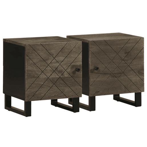 Lote de 2 Mesas De Cabeceira - Mesinhas De Cabeceira 40x33x46 cm mangueira maciça preto Lote de 2 Mesas De Cabeceira - Mesinhas De Cabeceira 40x33x46 cm mangueira maciça preto