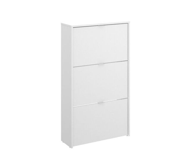Zapatero Jazz con 3 puertas abatibles blanco brillo 113x61x25 cm