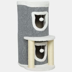 PawHut Arranhador para Gatos com Cama 2 Cavernas Postes de Sisal Tapete de Arranhar e Bolas para Brincar 50x36x76 cm Cinzento