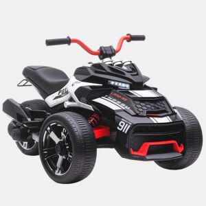AIYAPLAY Quadricilo Elétrico para Crianças 12V 3-8 Anos com 2 Motores Velocidade até 5 kmh 3 Rodas Suspensão Faróis Buzina Música USB 113x74x63 cm Preto e Branco