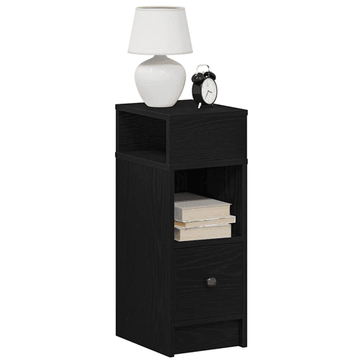 Lote de 2 Mesa De Cabeceira - Mesinha De Cabeceira com gaveta 25x31x66 cm preto