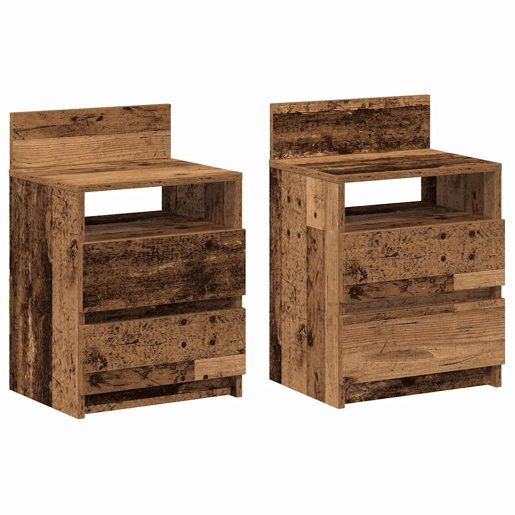 Lote de 2 Mesa De Cabeceira - Mesinha De Cabeceira com 2 gavetas 40x33x60cm madeira velha