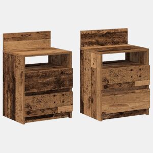 Lote de 2 Mesa De Cabeceira - Mesinha De Cabeceira com 2 gavetas 40x33x60cm madeira velha