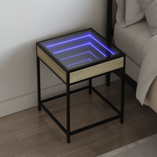 Mesa De Cabeceira - Mesinha De Cabeceira c LED Infinity 40x40x51 cm carvalho sonoma