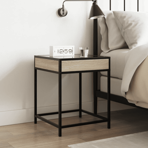 Mesa De Cabeceira - Mesinha De Cabeceira c LED Infinity 40x40x51 cm carvalho sonoma