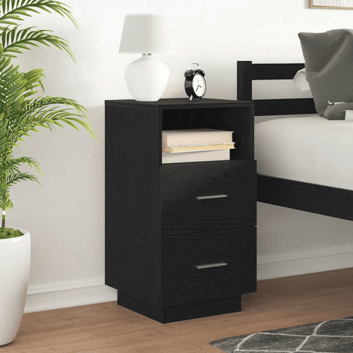 Mesa De Cabeceira - Mesinha De Cabeceira com 2 gavetas 36x36x68 cm preto