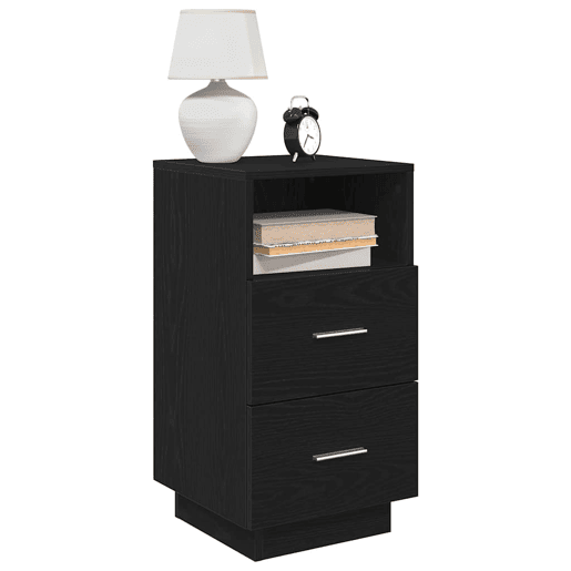 Mesa De Cabeceira - Mesinha De Cabeceira com 2 gavetas 36x36x68 cm preto