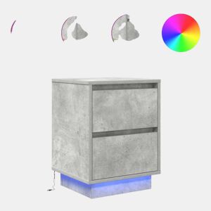 Lote de 2 Mesas De Cabeceira - Mesinhas De Cabeceira c luzes LED 38x34x50 cm cinzento-cimento