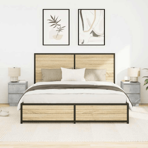 Lote de 2 Mesas De Cabeceira - Mesinhas De Cabeceira c luzes LED 38x34x50 cm cinzento-cimento