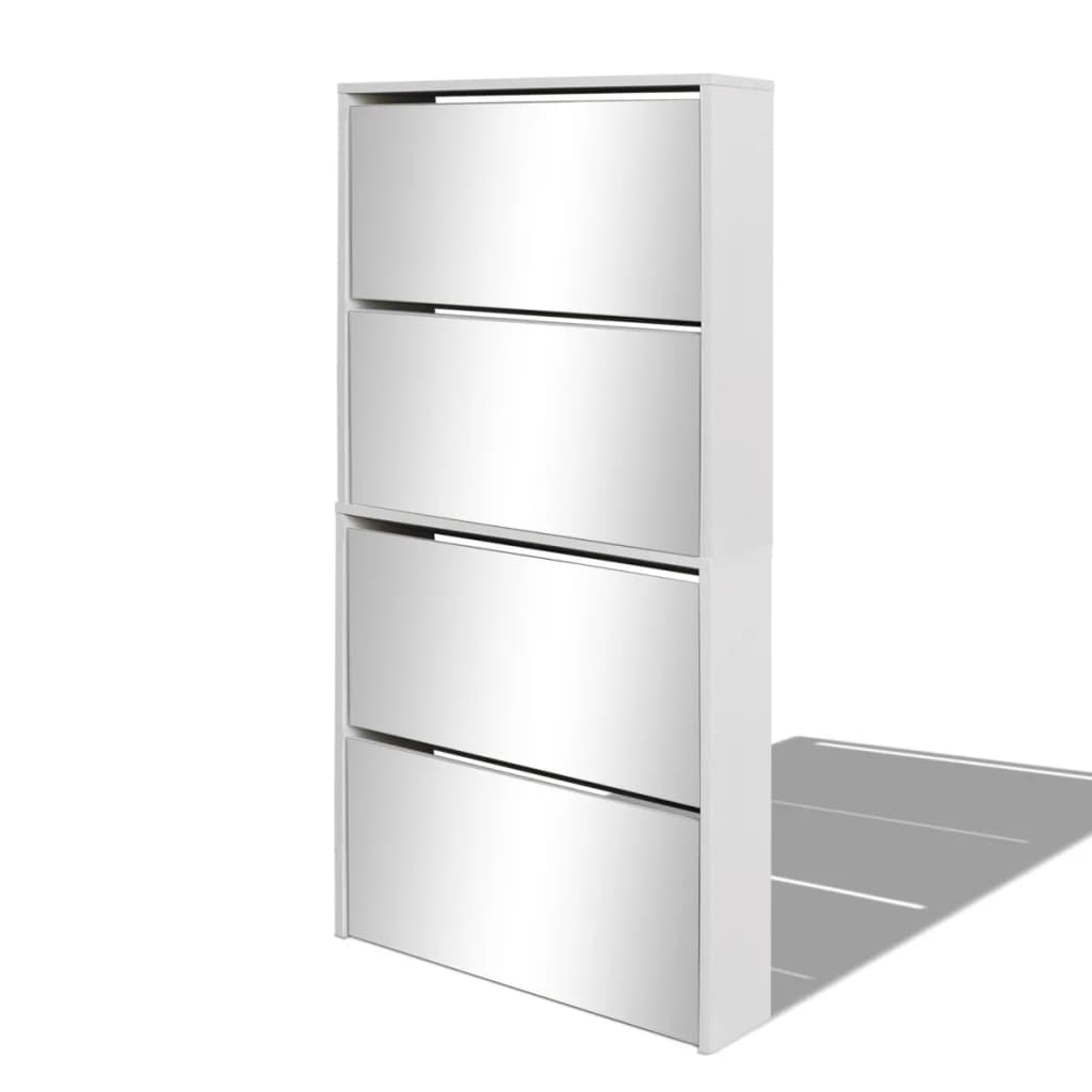 Vidaxl mueble zapatero 4 compartimentos espejo blanco 63x17x134 cm