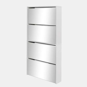 vidaXL Sapateira de 4 divisórias com espelho branco 63x17x134cm