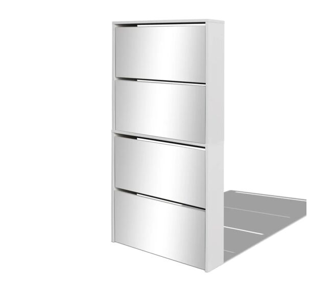 Vidaxl mueble zapatero 4 compartimentos espejo blanco 63x17x134 cm