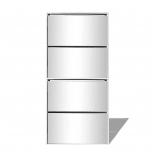 vidaXL Sapateira de 4 divisórias com espelho branco 63x17x134cm