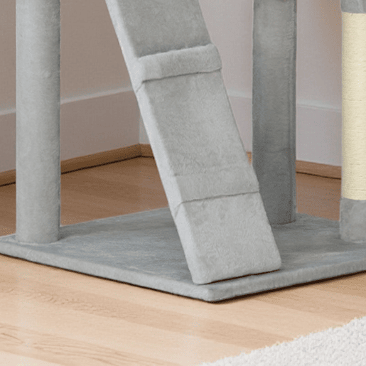 PawHut Arranhador para Gatos 180 cm Torre de Escalada com Múltiplas Plataformas Cama 2 Cavernas Rede Escada Postes de Sisal Bolas para Brincar Cinza