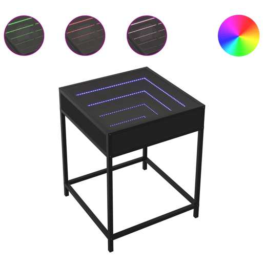 Mesa De Cabeceira - Mesinha De Cabeceira com luzes LED Infinity 40x40x51 cm preto