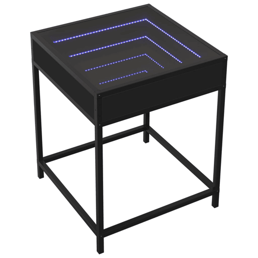 Mesa De Cabeceira - Mesinha De Cabeceira com luzes LED Infinity 40x40x51 cm preto