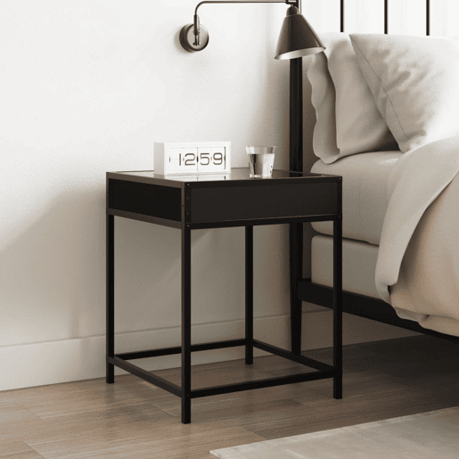 Mesa De Cabeceira - Mesinha De Cabeceira com luzes LED Infinity 40x40x51 cm preto