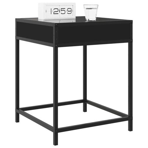 Mesa De Cabeceira - Mesinha De Cabeceira com luzes LED Infinity 40x40x51 cm preto
