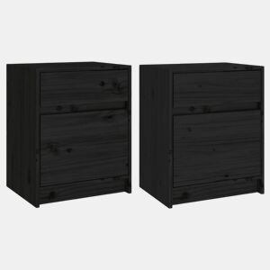 Lote de 2 Mesas De Cabeceira - Mesinhas De Cabeceira 40x31x50 cm pinho maciço preto