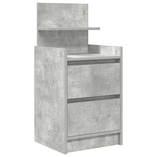 Mesa De Cabeceira - Mesinha De Cabeceira com 2 gavetas 38x34x80 cm cinzento cimento