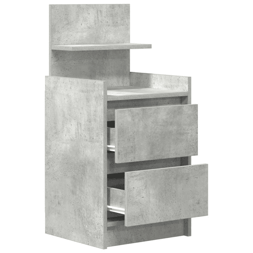 Mesa De Cabeceira - Mesinha De Cabeceira com 2 gavetas 38x34x80 cm cinzento cimento