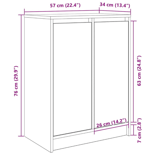 vidaXL Sapateira 57x34x76 cm derivados de madeira branco