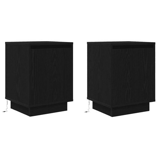 Lote de 2 Mesas De Cabeceira Mesinhas De Cabeceira - c luzes LED 38x34x50 cm preto