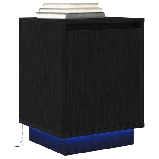 Lote de 2 Mesas De Cabeceira Mesinhas De Cabeceira - c luzes LED 38x34x50 cm preto