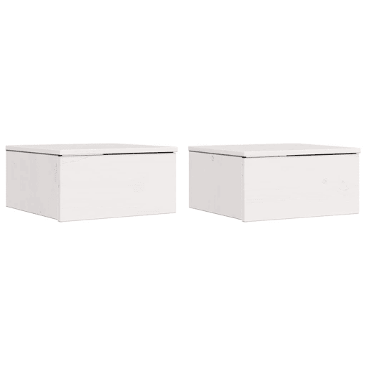 Lote de 2 Mesa De Cabeceira - Mesinha De Cabeceira com gaveta Branco 37 x 35 x 18,5 cm