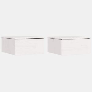 Lote de 2 Mesa De Cabeceira - Mesinha De Cabeceira com gaveta Branco 37 x 35 x 18,5 cm